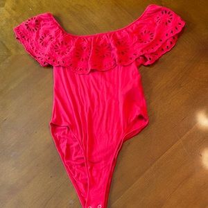 F21 lace off the shoulder bodysuit